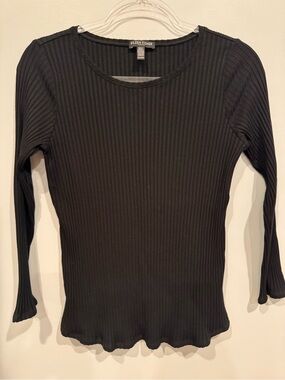 Eileen Fisher Ribbed Stretch Long Sleeve Top
